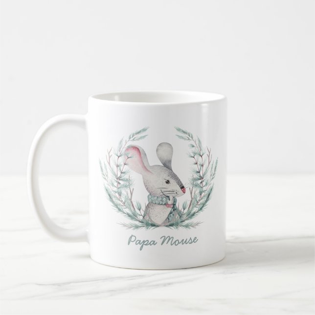 Caneca De Café Papa Mouse Feriado Cute Wreath (Esquerda)