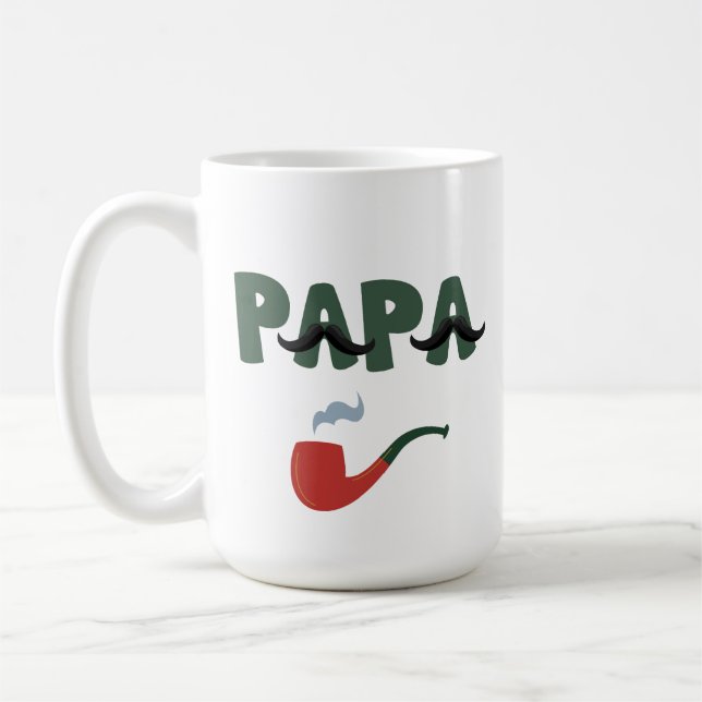 Caneca De Café Papa mustache funny fathers day  (Esquerda)