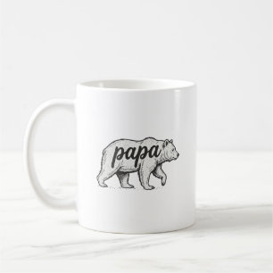 Caneca De Café Papa Urso Desenho Vetorial de Gravura Vintage_1
