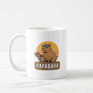 Caneca De Café PAPABARA Capivara Pai Design Vetorial Retro_1