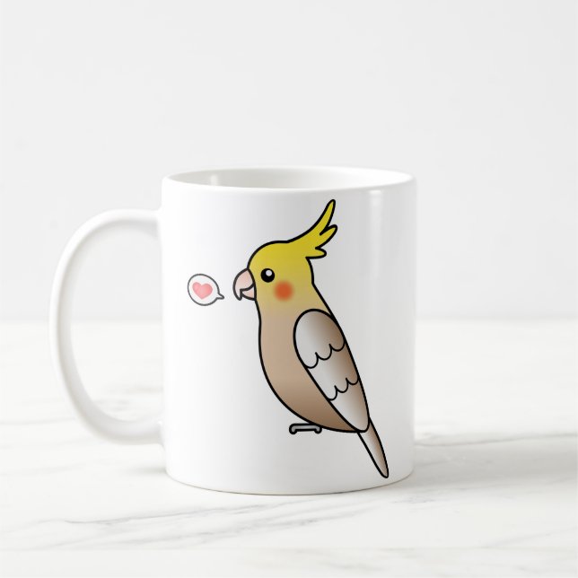 Caneca De Café Papagaio Cacatua Desenho Animado Canela Amor (Esquerda)