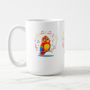 Caneca De Café **Papagaio Cantando – Ilustração de Papagaio Fofo 