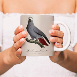 Caneca De Café Papagaio cinzento africano, Psittacus erithacus, v