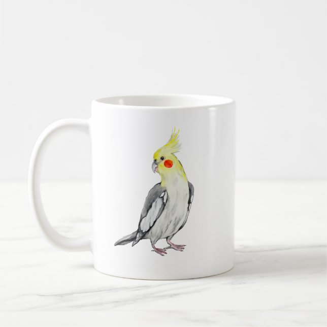 Caneca De Café Papagaio Cockatiel bonito. (Esquerda)