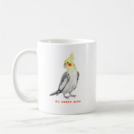 Caneca De Café Papagaio Cockatiel de Cores Aquáticas.