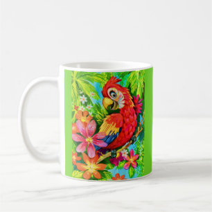 Caneca De Café papagaio colorido brilhante