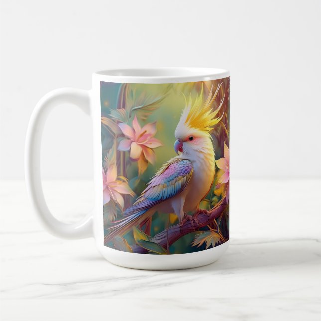 Caneca De Café Papagaio de Asa Iridescente Fantasia (Esquerda)