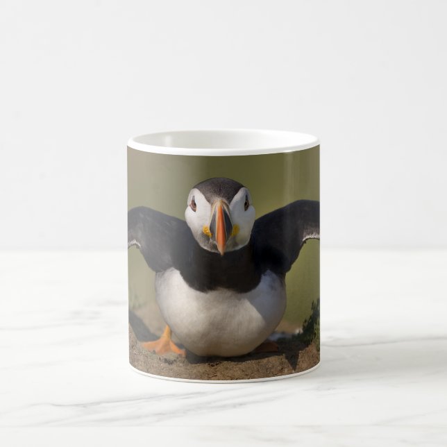 Caneca De Café Papagaio-do-mar do Flapping (Centro)