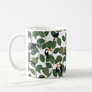 Caneca De Café Papagaio-do-tucano com folhas de palma de ficos