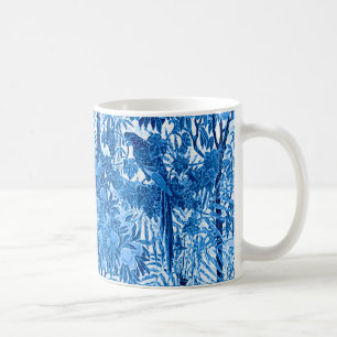 Caneca De Café Papagaio em um Prédio da Selva, Azul Indigo e Bra