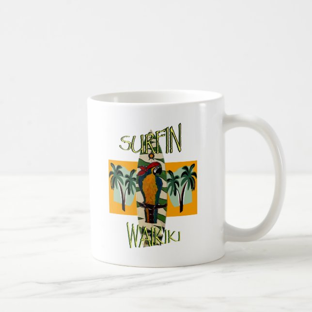Caneca De Café Papagaio Surfista (Direita)