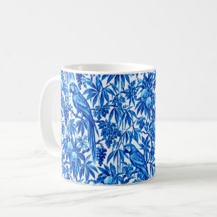 Caneca De Café Papagaios Azuis em um Jardim Tropical