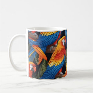 Caneca De Café Papagaios Coloridos