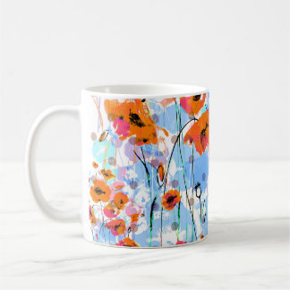 Caneca De Café Papagaios escovados: Textura Floral de Abstrato