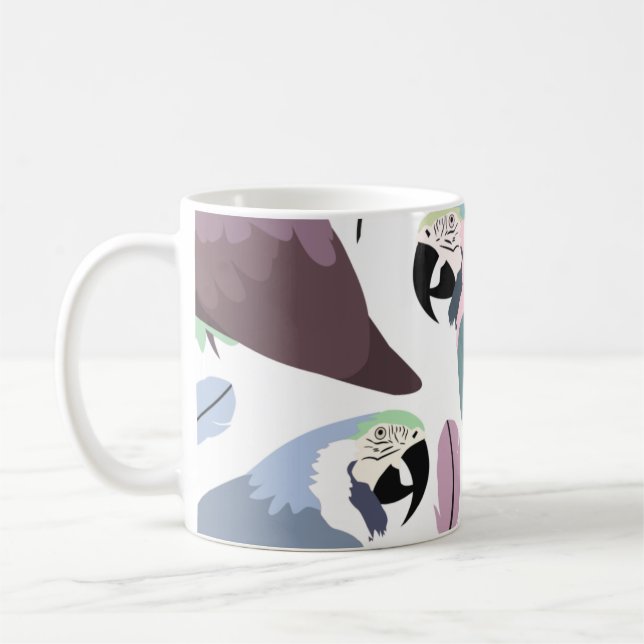 Caneca De Café Papagaios Modernos Padrão Tropical (Esquerda)