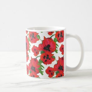 Caneca De Café Papagaios Orientais Vermelhos em Branco para Perso