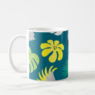 Caneca De Café Papagaios Tropicais: Cena de Verão de Aquarela