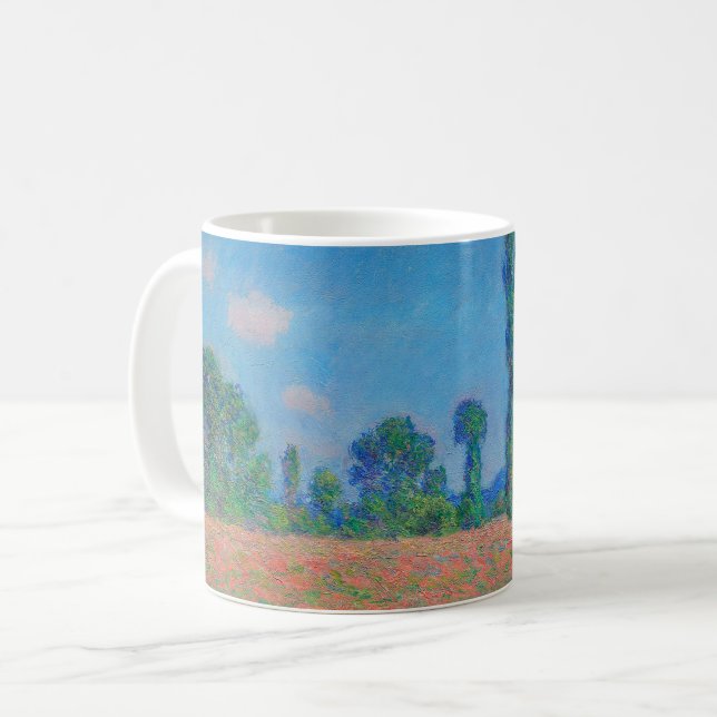 Caneca De Café Papagaios Vermelhos Céu Azul por Monet - Campo de  (Frente Esquerda)
