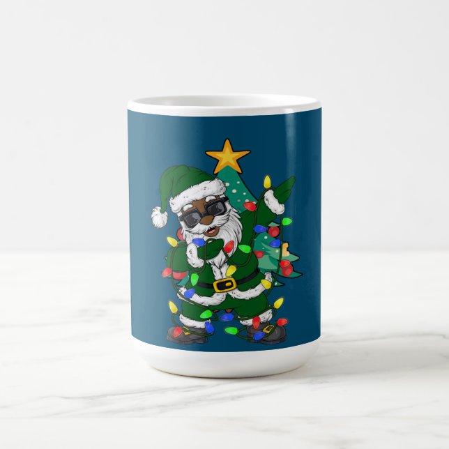 Caneca De Café Papai Noel Afro-Americano Feio Natal Pajama (Centro)