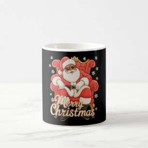 Caneca De Café Papai Noel Afro-Americano Feliz Natal
