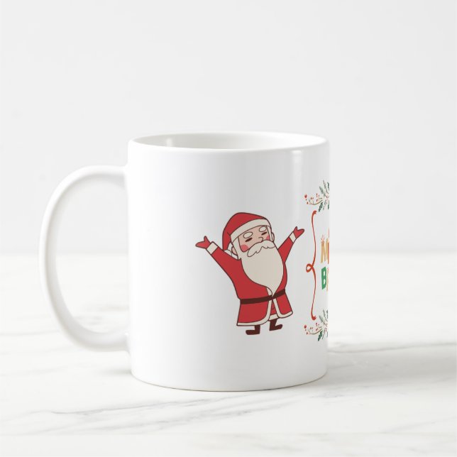 Caneca De Café Papai Noel Alegre e Brilhante (Esquerda)