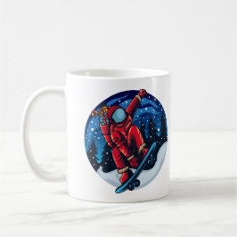Caneca De Café Papai Noel Astronaut Com Skate