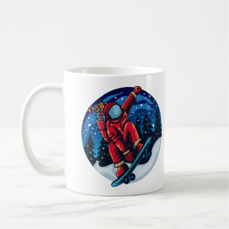 Caneca De Café Papai Noel Astronaut Com Skate