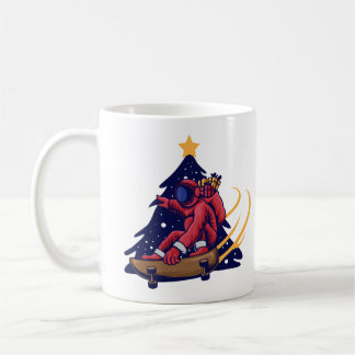 Caneca De Café Papai Noel Astronaut Com Skate