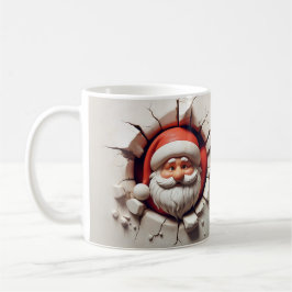 Caneca De Café Papai Noel Atravessando Muro - Natal Engraçado