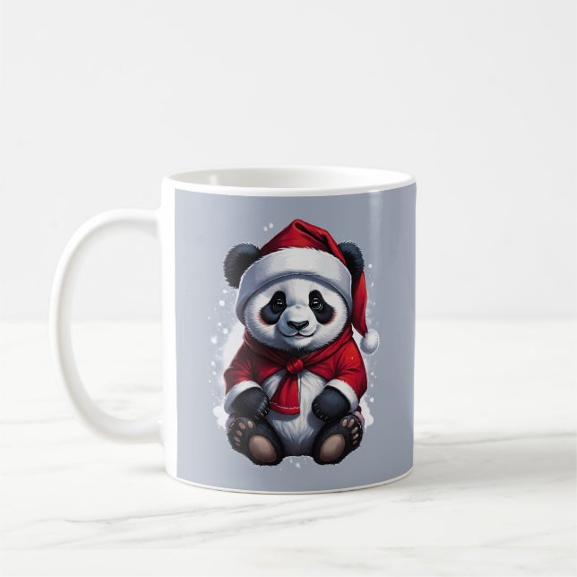 Caneca De Café Papai Noel Bebê Panda | Natal (Esquerda)