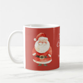 Caneca De Café Papai Noel Bonito com Nome Feliz Natal Vermelho