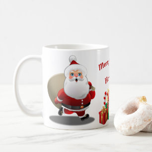 Caneca De Café Papai Noel bonito com um cheio do saco dos