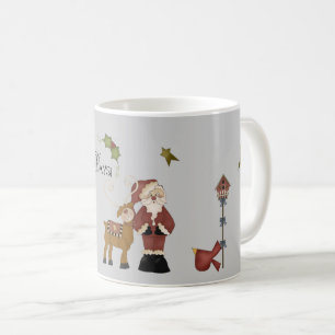 Caneca De Café Papai Noel Caprichoso em Cenário de Natal