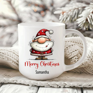 Caneca de Café Papai Noel Cartoon Minimalista Humo