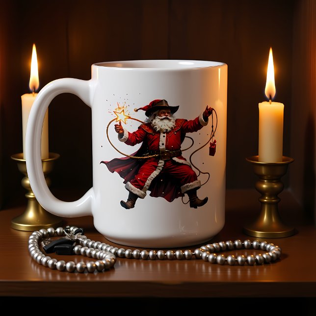 Caneca De Café Papai Noel Caubói Star Lasso (Criador carregado)