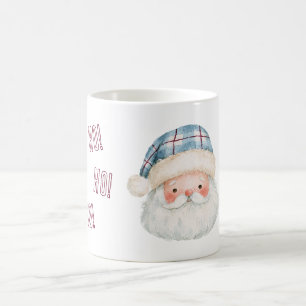 Caneca De Café Papai Noel Chapéu Azul Ho! Ho! Ho! Natal