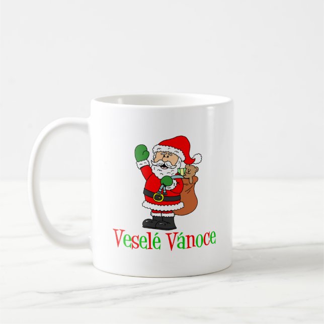 Caneca De Café Papai noel checo do Natal de Vesele Vanoce (Esquerda)