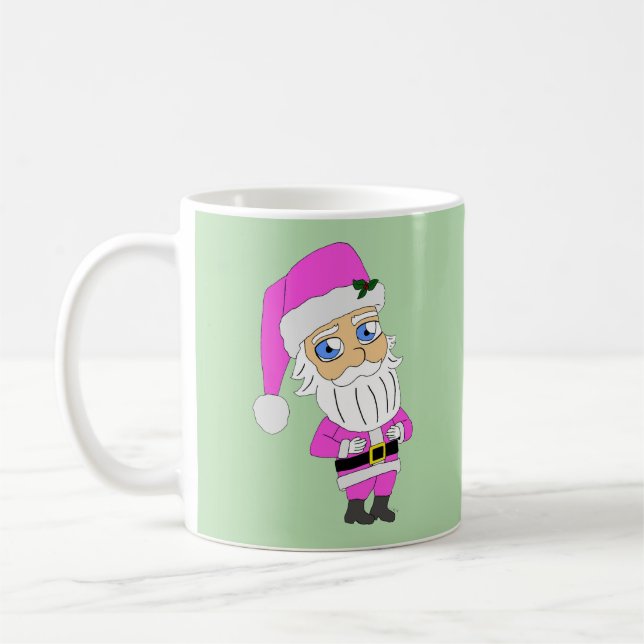 Caneca De Café Papai Noel Chibi terno rosa (Esquerda)