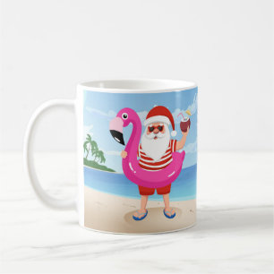 Caneca De Café Papai Noel com anel inflável flamingo