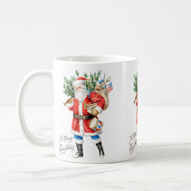 Caneca De Café Papai Noel com Brinquedos e Tambor (Esquerda)