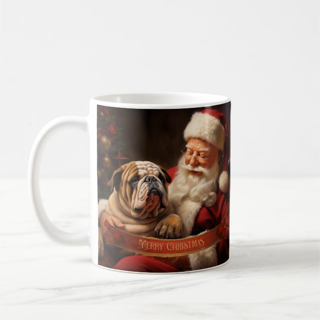 Caneca De Café Papai Noel com Buldogue Inglês (Esquerda)