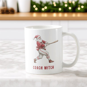Caneca De Café Papai Noel de Beisebol Natal Personalizado