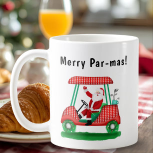 Caneca De Café Papai Noel de carrinho de golfe de Natal