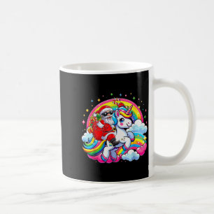 Caneca De Café Papai Noel de Natal Cavalgando Unicórnio Natal Fof