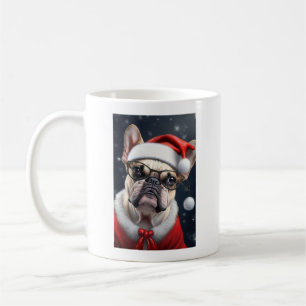 Caneca De Café Papai noel de Natal de Cachorro Francês