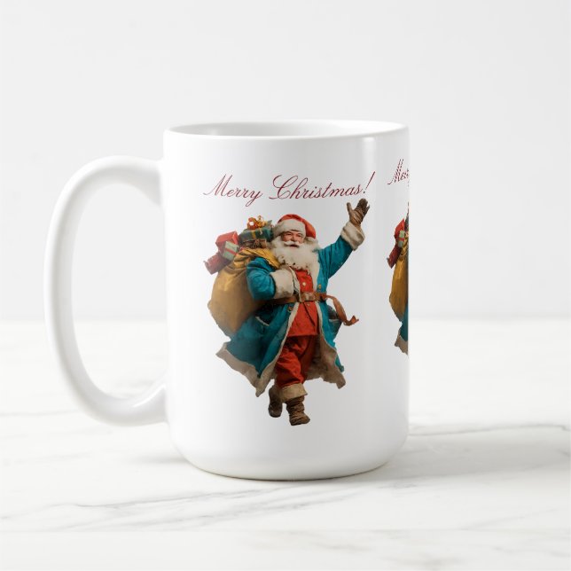 Caneca De Café Papai noel de Natal Personalizado Design (Esquerda)