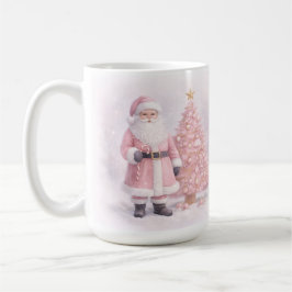 Caneca De Café Papai Noel de Natal Rosa Pastel