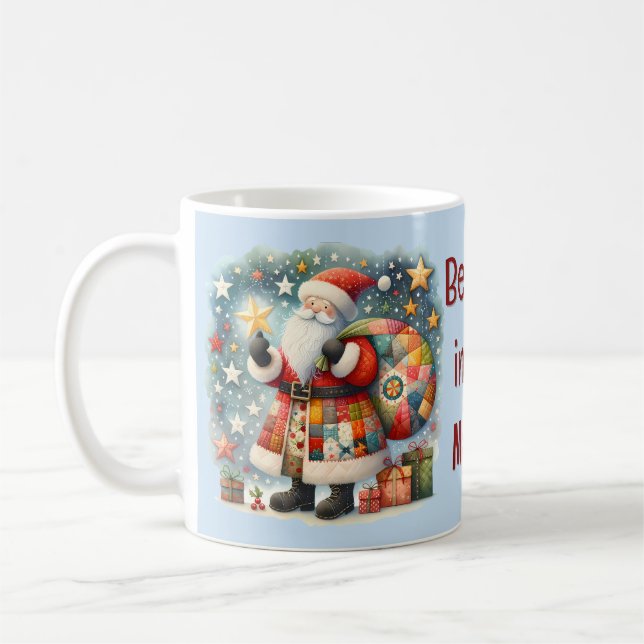 Caneca De Café Papai Noel de Patchwork Acolchoado com Estrelas de (Esquerda)