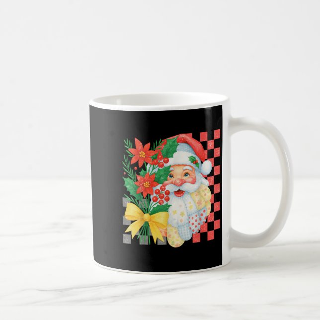 Caneca De Café Papai Noel de Patchwork Fofo Natal Festa Mulheres (Direita)