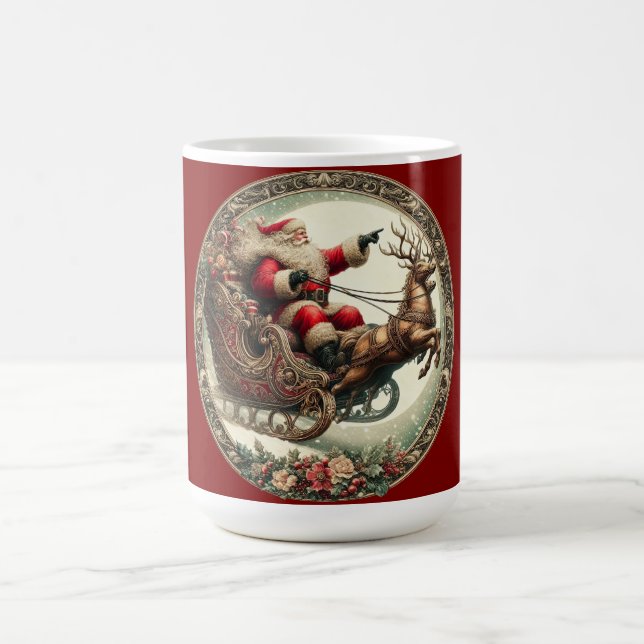 Caneca De Café Papai Noel de trenó e rena (Centro)